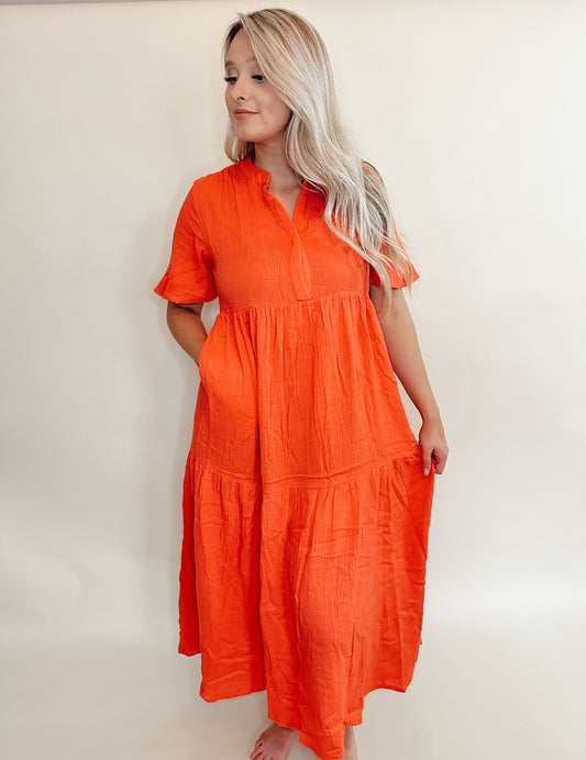 Maxi Dress- Tomato Orange